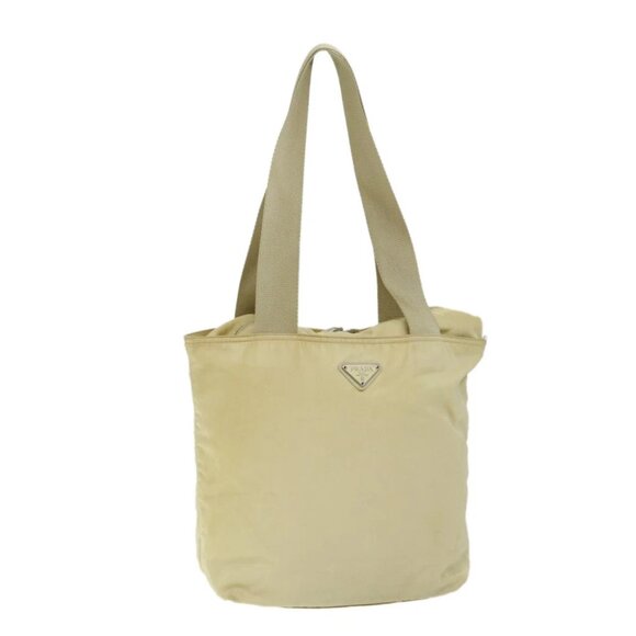 PRADA Shoulder Bag Nylon Cream Auth 69347 - Picture 1 of 14